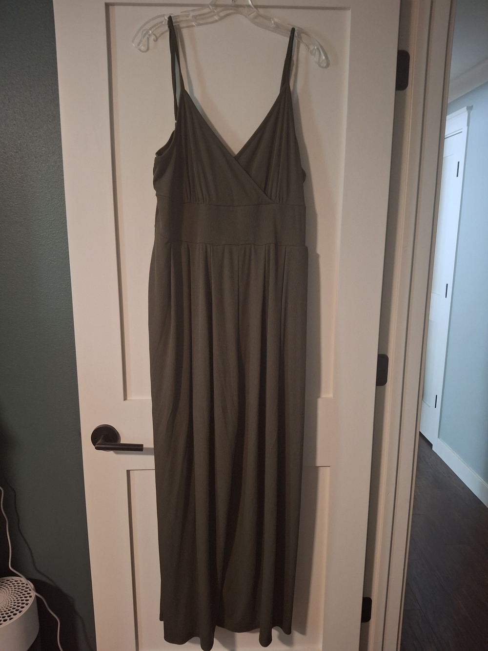 Cider Olive Green Spaghetti Strap Maxi Jumpsuit